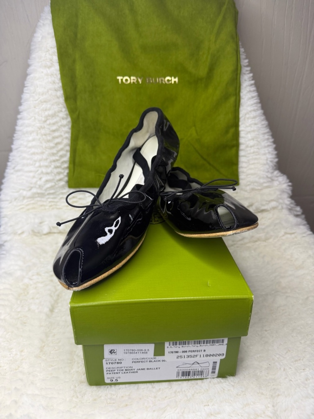 Tory Burch Peep-Toe Mary Jane Ballet - Picture 2 of 10